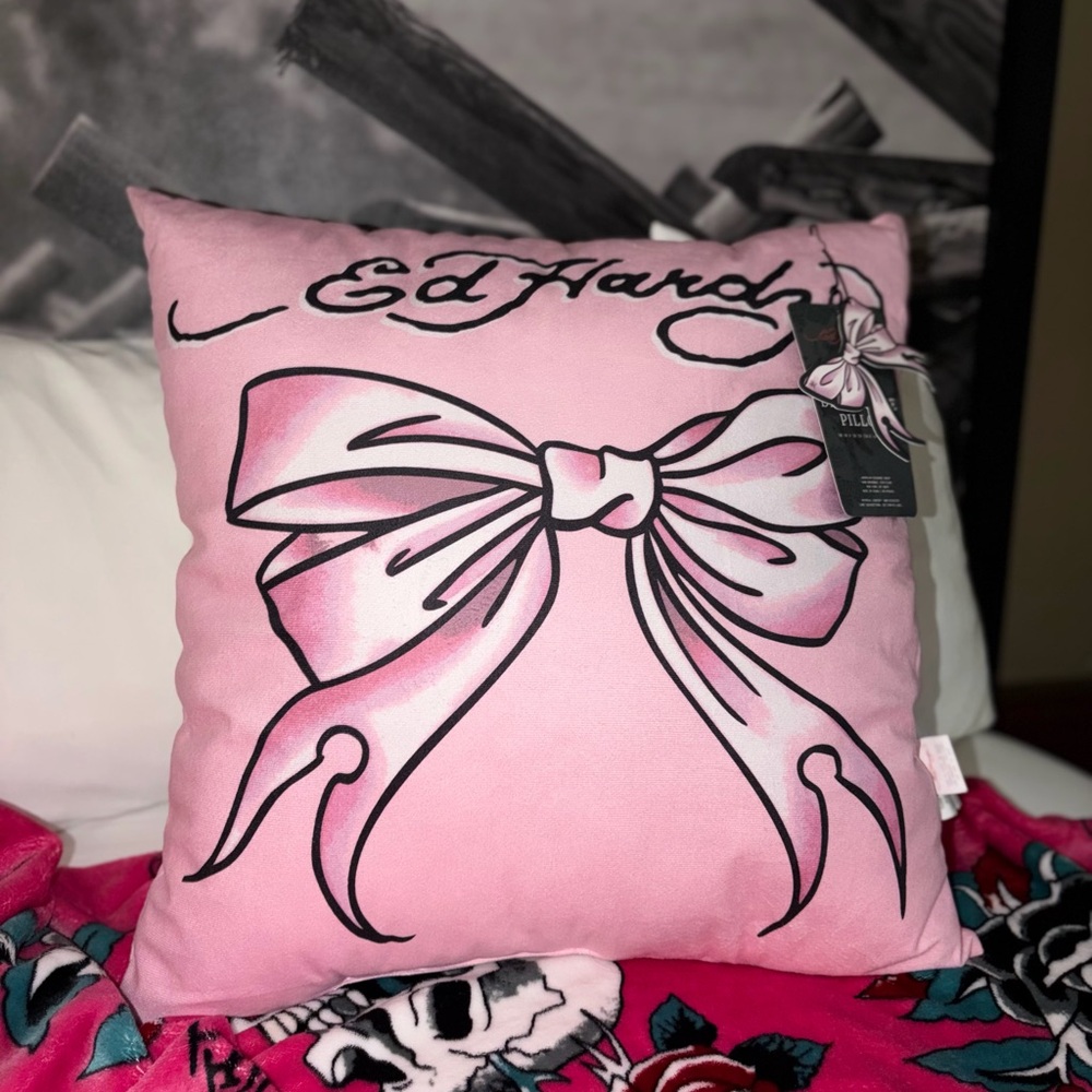 Ed Hardy Pink Bow Accent Pillow